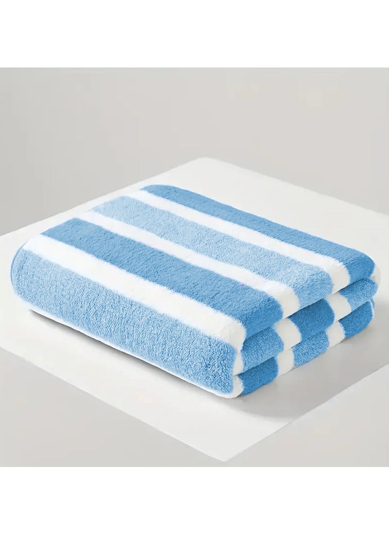 MAXQON Pack Of 2 - Beach Towel - 100% Cotton 600 GSM Over Sized (90x180cm), Highly Absorbent Bath Sheet For Pool, Beach, Fitness, Sports, Yoga, Color-Striped Turkish Blue  - Image 5