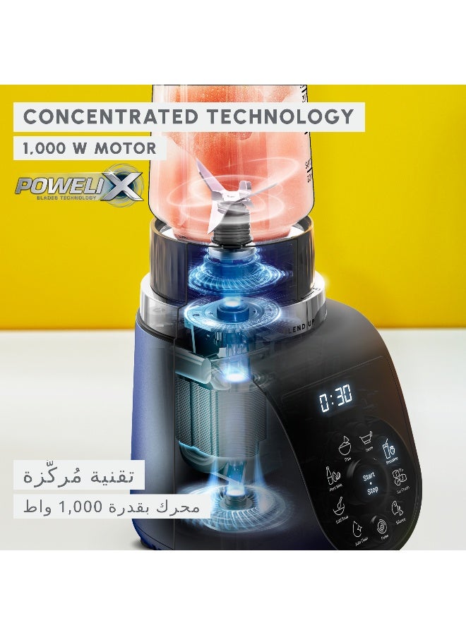 MOULINEX Blend Up | Powerful Mini Blender | 1000 W | 0.85 L Capicity  | 8 Automatic Programs | Ice Crush | Easy to clean | Silence Mode | Blue | LM19H4M0 0.85 L 1000 W LM19H4M0 blue - Image 4