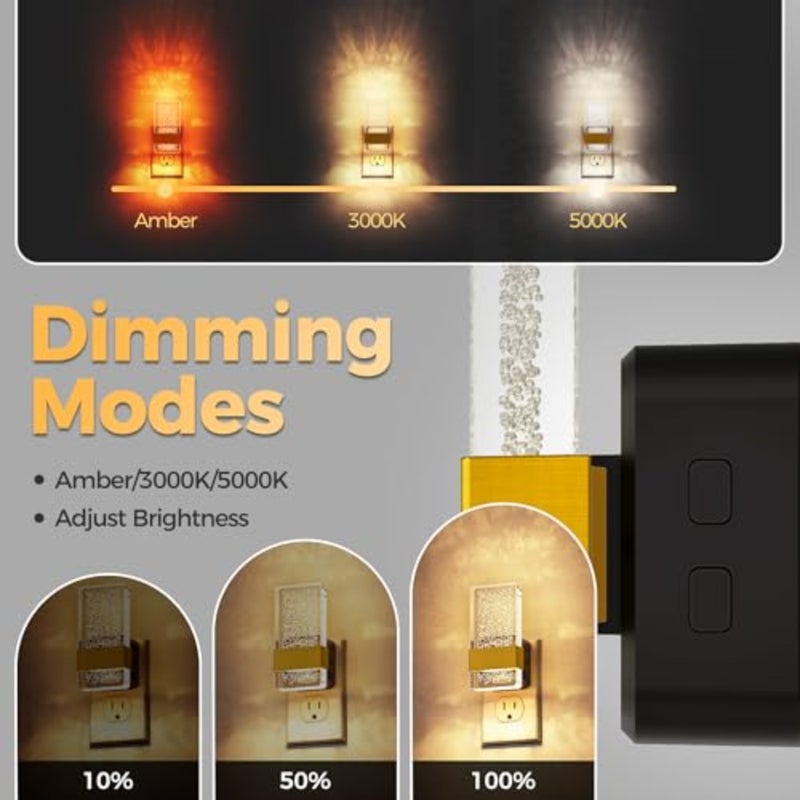 LED Night Lights Plug into Wall, 3 Level Dimmable Night Light, Bubble Decorative Nightlight, Dusk to Dawn Sensor, Wall Sconce-Style Design Nightlights for Bathroom, Hallway, 3CCT - Image 2