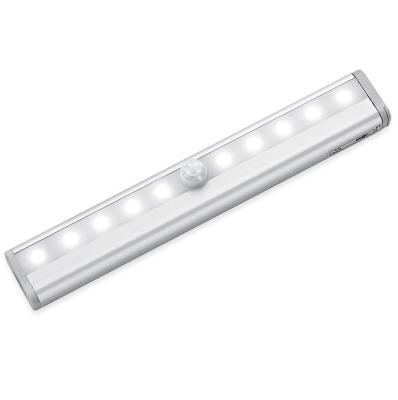 Quick Sense Motion Sensor Lights 10 LED DIY Stickon Anywhere Battery Operated Portable Wireless Cabinet Night Stairs Step Closet Light Bar with Magnetic Strip Cool White Pack of 2 - Image 2