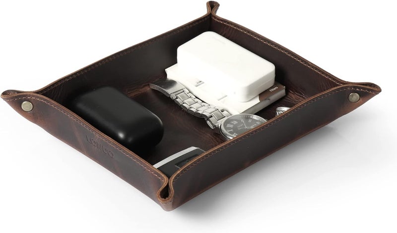 Londo Genuine Leather Tray Organizer Storage for Wallets Watches Keys Coins Cell Phones and Office Equipment - Image 1