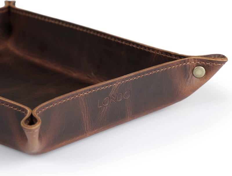 Londo Genuine Leather Tray Organizer Storage for Wallets Watches Keys Coins Cell Phones and Office Equipment - Image 4