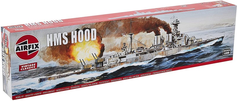 Airfix HMS Hood 1:600 Vintage Classics Military Naval Ship Plastic Model Kit A04202V, Pink - Image 1