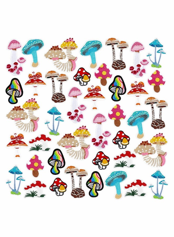 Mushroom Embroidery Patches, 40 Pcs Clothing Mini Stickers Nature Patches Suitable for Clothes Dress Hat Pants Shoes Curtain DIY Applique Patch Sewing Craft Decoration - Image 1