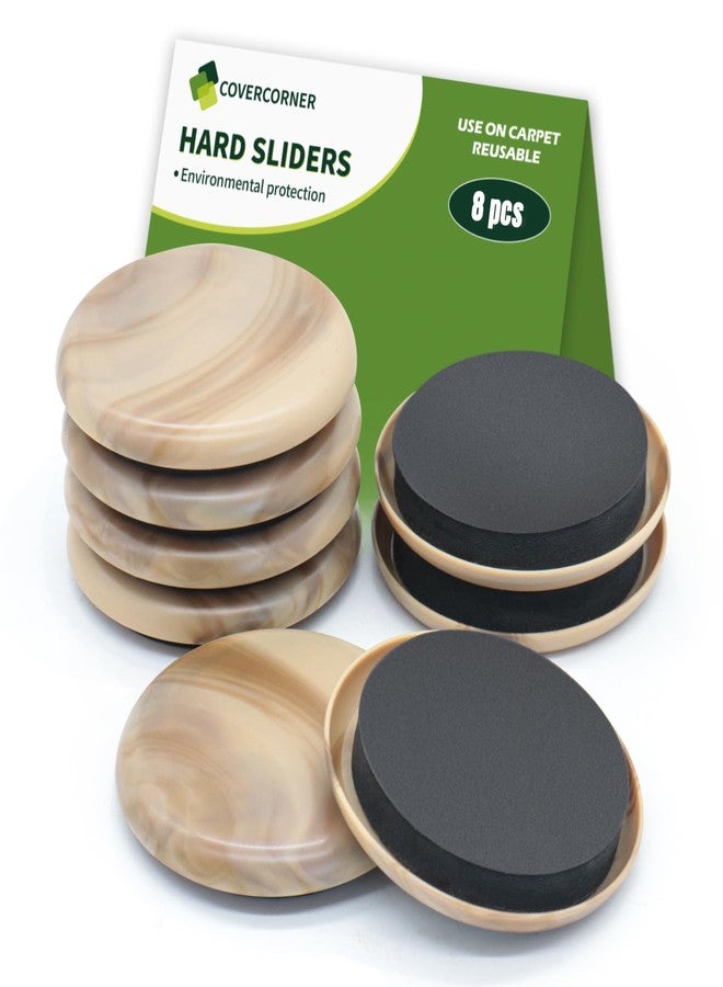 COVERCORNER Furniture Sliders for Carpet 8 PCS - 2 1/2 inch Furniture Moving Slider Chair Legs Floors Protectors Furniture Movers Sliders - Move Your Furniture Easy & Safely(for Carpet) Beige Coffee - Image 1
