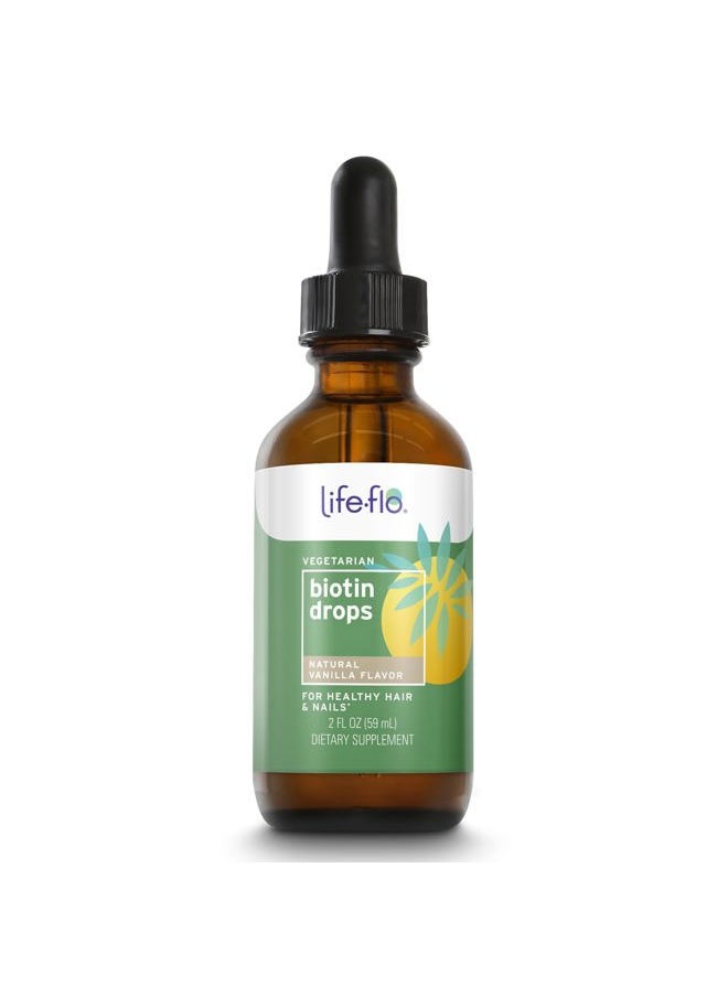 Life-flo - Life-Flo Biotin 10000mcg Drops with Vitamin D3, High Potency Liquid Biotin Supplement, Healthy Hair, Skin and Nails Support, Natural Vanilla Flavor, Vegetarian, 60-Day Guarantee, Approx. 60 Serv, 2oz - Image 1