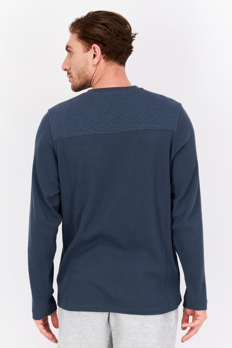 Hurley Men Sportswear Fit Long Sleeve Outdoor Sweatshirts, Dark Teal Blue  - Image 3