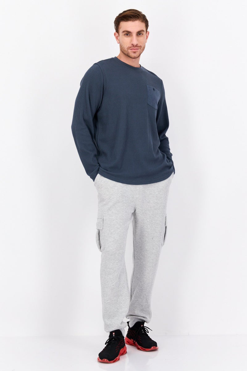 Hurley Men Sportswear Fit Long Sleeve Outdoor Sweatshirts, Dark Teal Blue  - Image 4