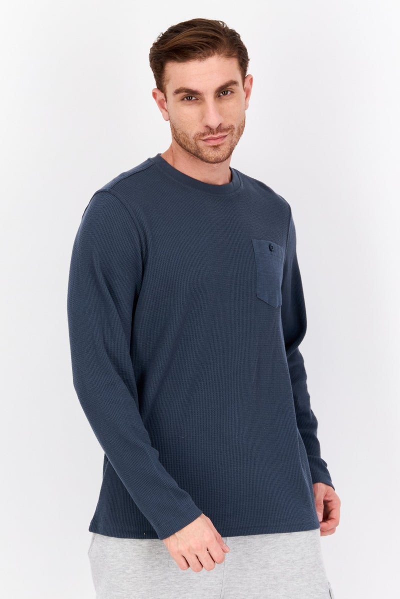 Hurley Men Sportswear Fit Long Sleeve Outdoor Sweatshirts, Dark Teal Blue  - Image 1
