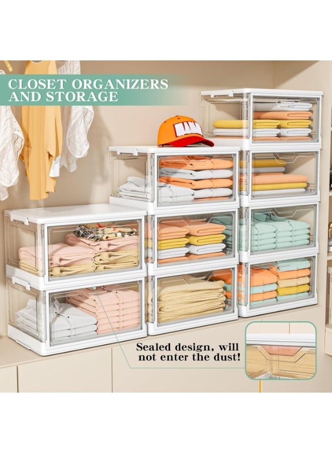 ZIMNEST Stackable Plastic Storage Bins with Lids & Wheels – Collapsible/Folding Multi-Purpose Containers for Home & Office - Image 4