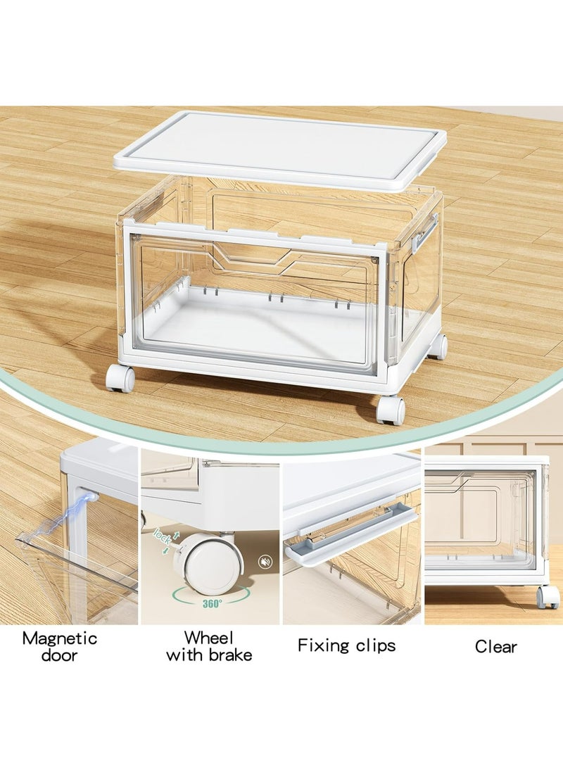 ZIMNEST Stackable Plastic Storage Bins with Lids & Wheels – Collapsible/Folding Multi-Purpose Containers for Home & Office - Image 3