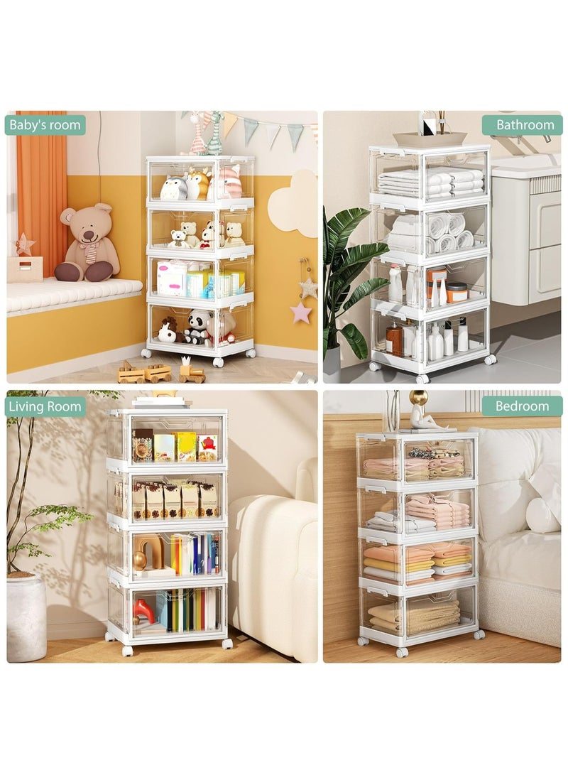 ZIMNEST Stackable Plastic Storage Bins with Lids & Wheels – Collapsible/Folding Multi-Purpose Containers for Home & Office - Image 5