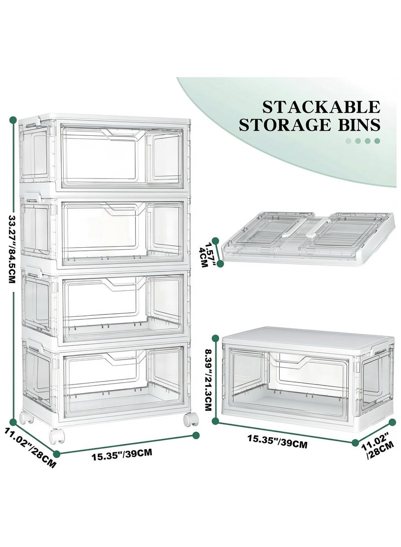 ZIMNEST Stackable Plastic Storage Bins with Lids & Wheels – Collapsible/Folding Multi-Purpose Containers for Home & Office - Image 2