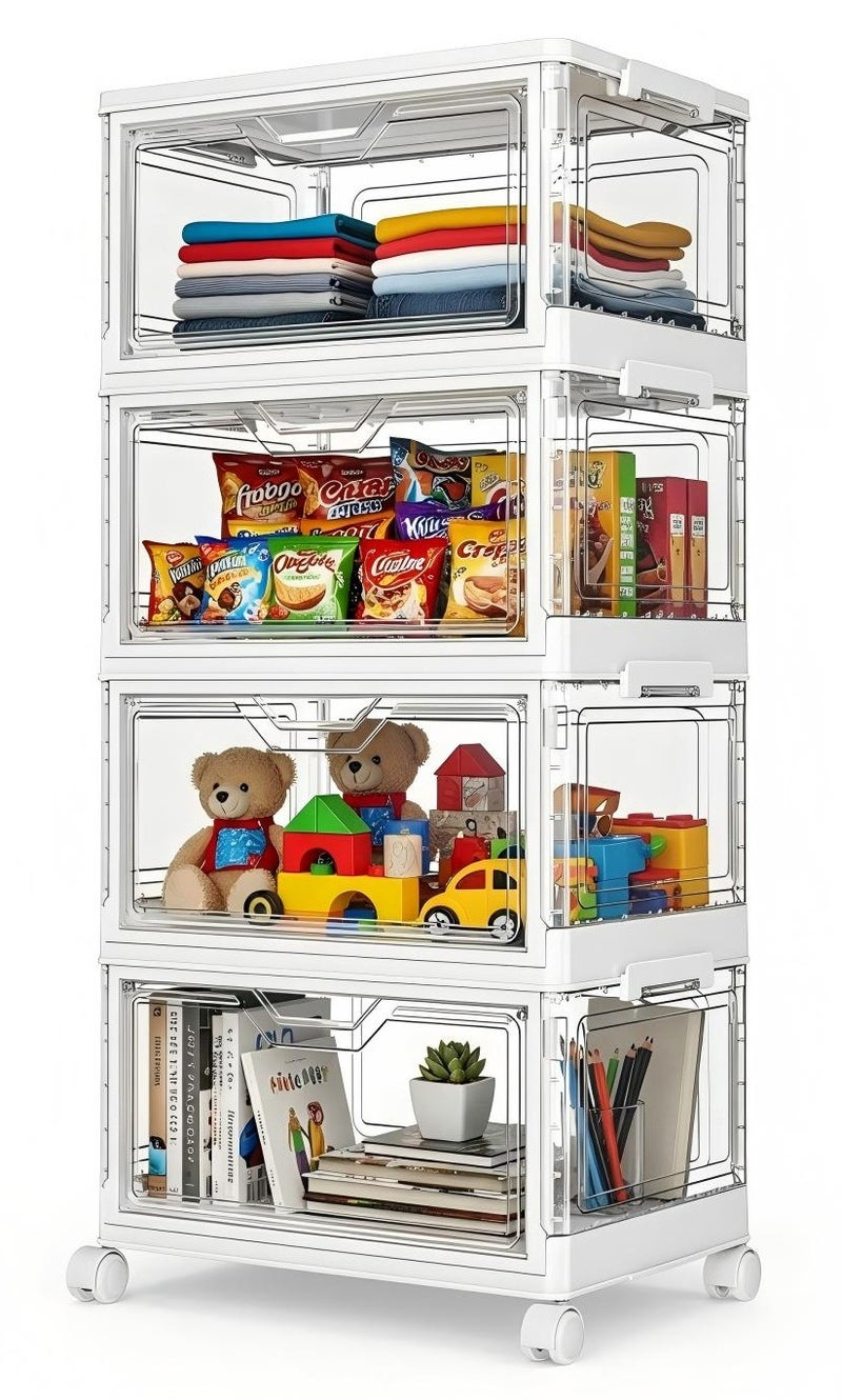 ZIMNEST Stackable Plastic Storage Bins with Lids & Wheels – Collapsible/Folding Multi-Purpose Containers for Home & Office - Image 1