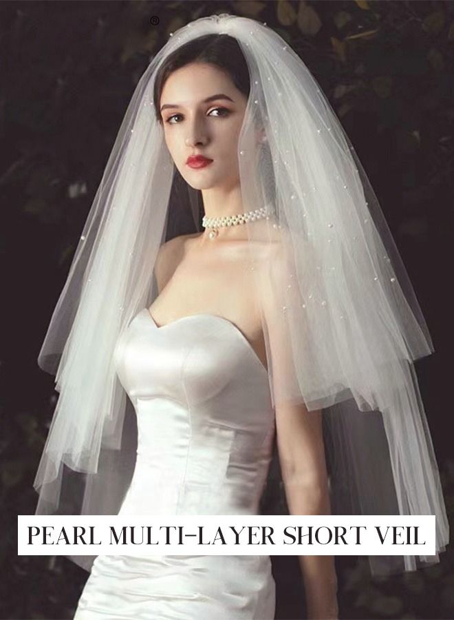 Women's Short Light Up Wedding Bridal Veil with Feather Headdress,Wedding Veil Glowing Party Club Nightout LED Headpieces for Women and Girls(60-70cm) (White)  - Image 3
