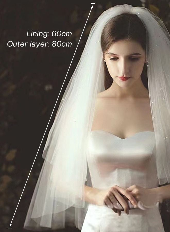 Women's Short Light Up Wedding Bridal Veil with Feather Headdress,Wedding Veil Glowing Party Club Nightout LED Headpieces for Women and Girls(60-70cm) (White)  - Image 5