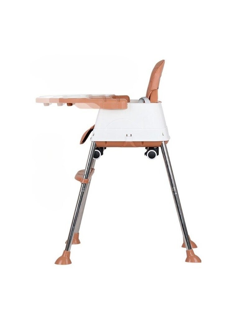 SkyTwo Baby High Chair, Multi-Functional Children's Dining Chair,Baby Feeding Chair Toddler Chair Snack High Chair Seat, Removable Portable Dining Table Chair,High Chairs For Babies And Toddlers (Brown) - Image 4