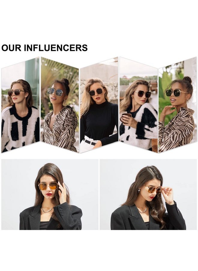 Sojos Retro Square Polarized Sunglasses For Women Vintage Square Shades Uv400 Large Metal Frame Sj1166 With Gold Grey Lens  - Image 2