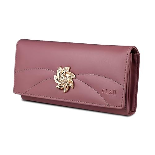ALSU Women's Wallet |Ladies Purse| Clutch Vegan Leather | Phone Pocket | 4 Card Pocket (Peach) - Image 1