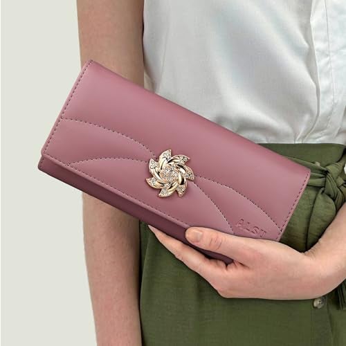 ALSU Women's Wallet |Ladies Purse| Clutch Vegan Leather | Phone Pocket | 4 Card Pocket (Peach) - Image 3