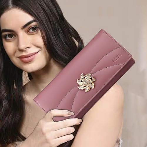 ALSU Women's Wallet |Ladies Purse| Clutch Vegan Leather | Phone Pocket | 4 Card Pocket (Peach) - Image 2