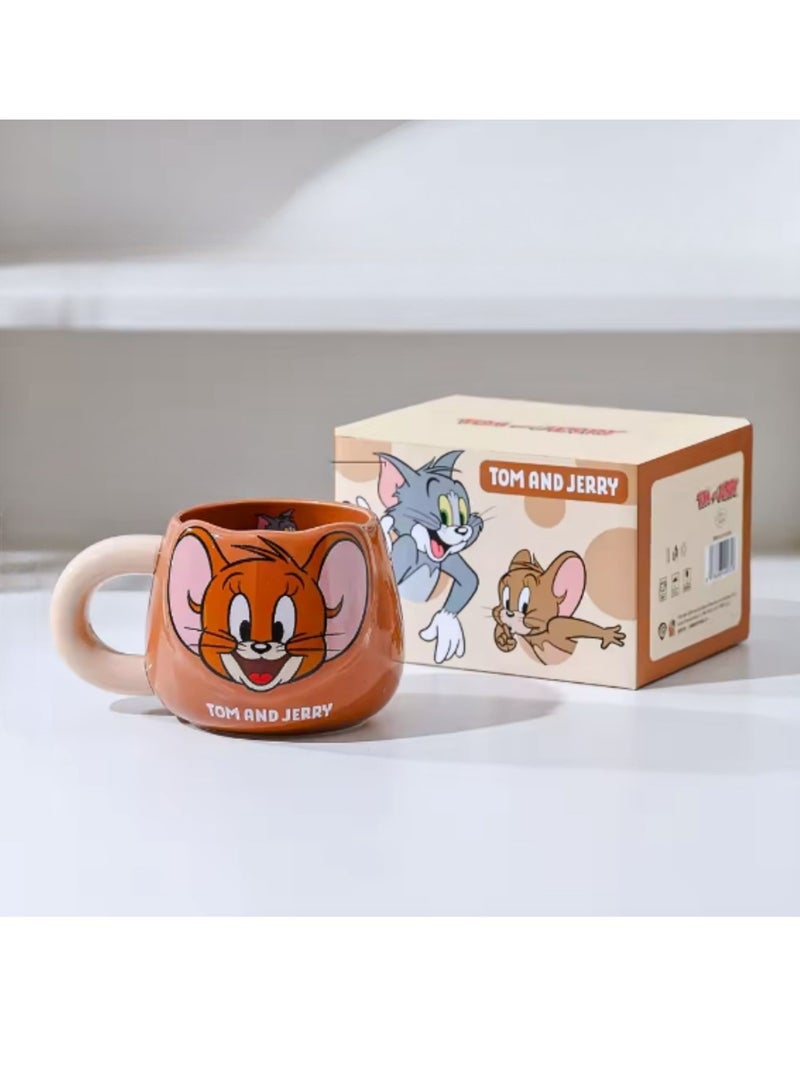 Warner Bros. Tom & Jerry Ceramic Mug – 3D Character Design Coffee Cup 450ml with Gift Box | Cartoon Collectible for Kids & Adults | Cute Novelty Tea & Milk Mug (Jerry) - Image 1