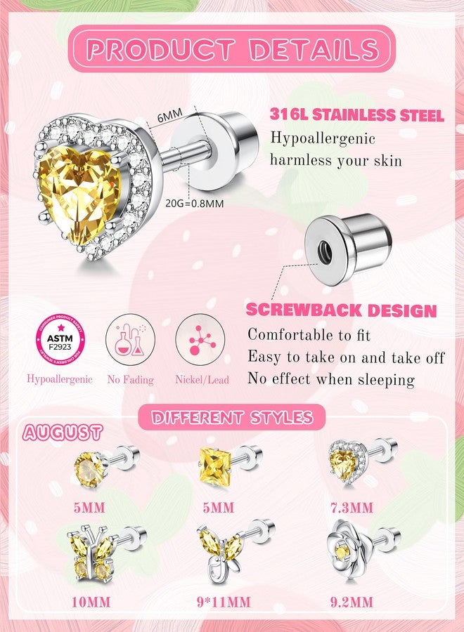 Thunaraz Valentines Day Gifts for Her, Hypoallergenic Screw Back Earrings for Girls Women Surgical Stainless Steel Stud Earrings for Sensitive Ears Cute Butterfly Flower Heart CZ Kid Toddler Jewelry Gift - Image 5