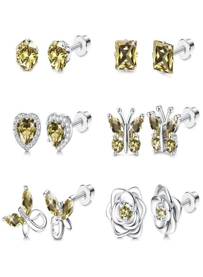 Thunaraz Valentines Day Gifts for Her, Hypoallergenic Screw Back Earrings for Girls Women Surgical Stainless Steel Stud Earrings for Sensitive Ears Cute Butterfly Flower Heart CZ Kid Toddler Jewelry Gift - Image 1