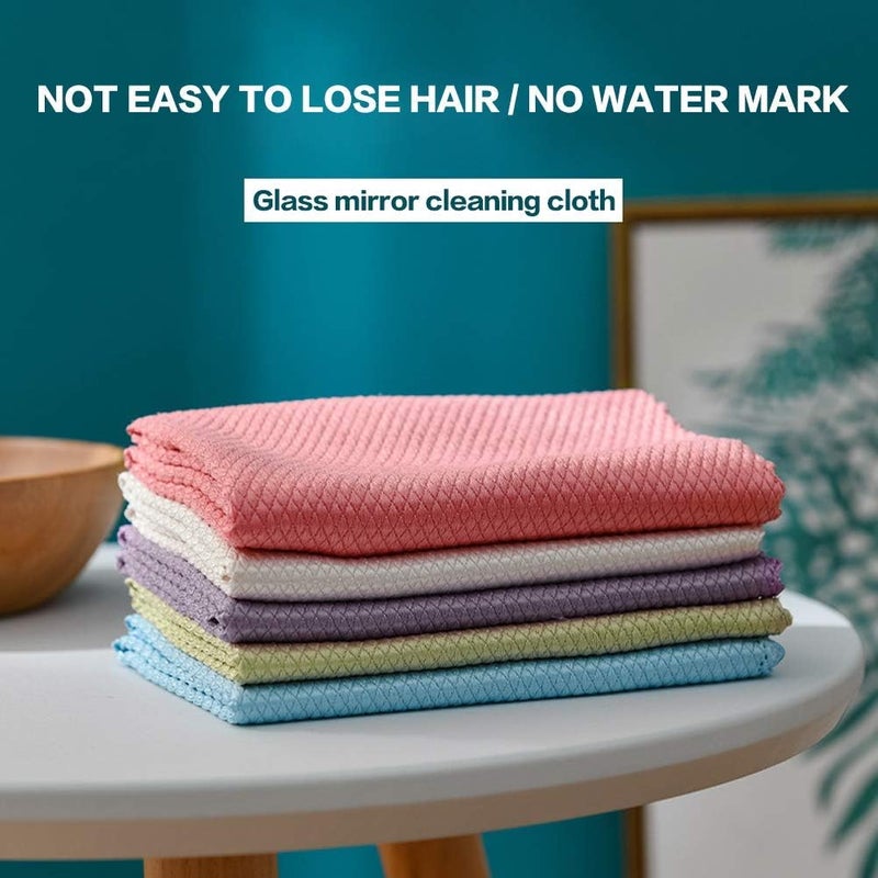 klarako 5 Set Fish Scale Cleaning Cloths Surface Design Super Absorbent No Residue Dish Cleaning Cloth Nice Without Leaving Marks for Cleaning Kitchen, Glass Products - Image 5