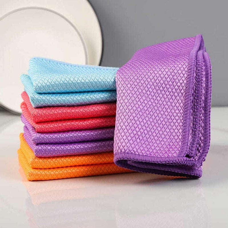 klarako 5 Set Fish Scale Cleaning Cloths Surface Design Super Absorbent No Residue Dish Cleaning Cloth Nice Without Leaving Marks for Cleaning Kitchen, Glass Products - Image 3
