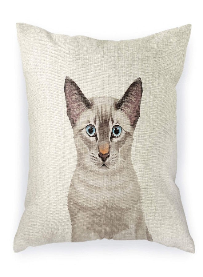 WIRESTER Sofa Pillow Case, Decorative Throw Pillow Cushion Cover for Home Office 18 x 18 Inch, Cute Lynx Point Lilac Siamese Cat - Image 1