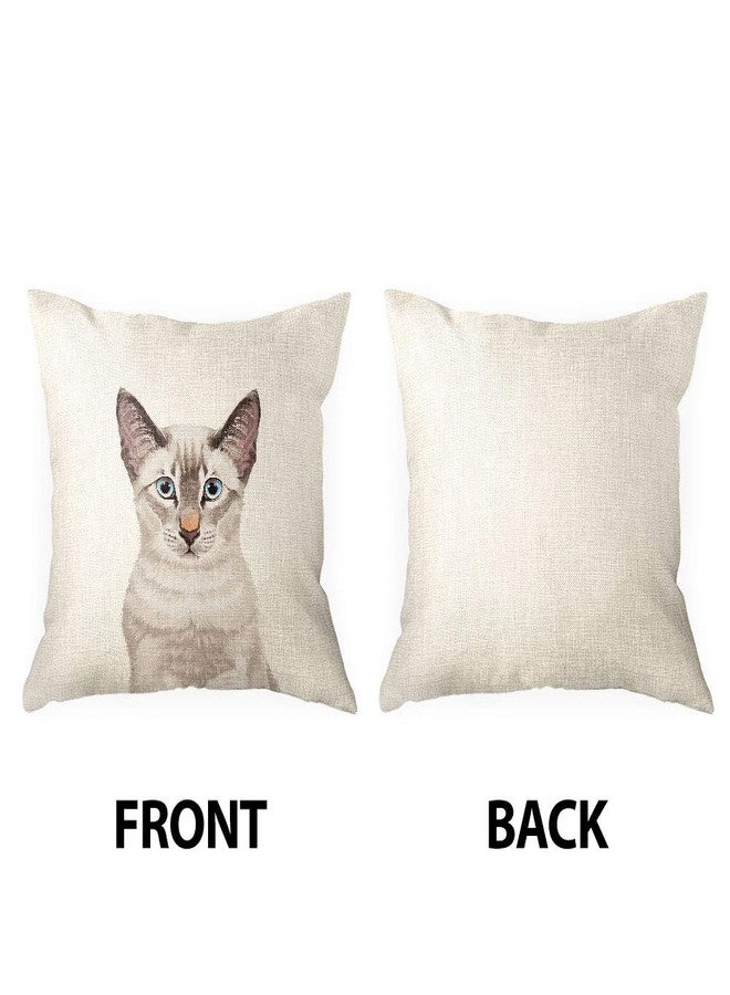 WIRESTER Sofa Pillow Case, Decorative Throw Pillow Cushion Cover for Home Office 18 x 18 Inch, Cute Lynx Point Lilac Siamese Cat - Image 3