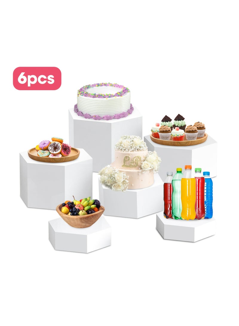 6PCS White Rectangular Food Display Stand Set – Buffet Risers for Dessert Table, Party Food Display Risers - Image 1