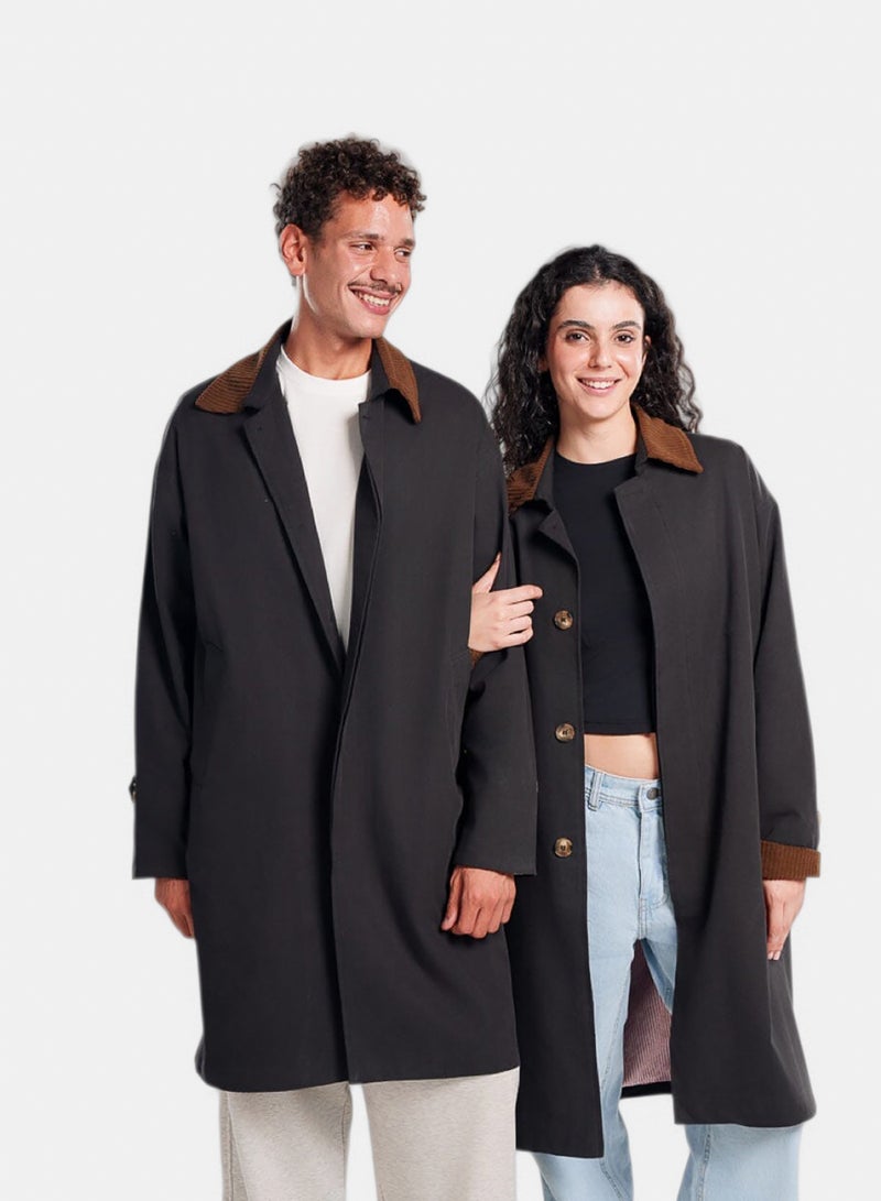 In Your Shoe Black Oversized Light Gabardine Coat - Image 2