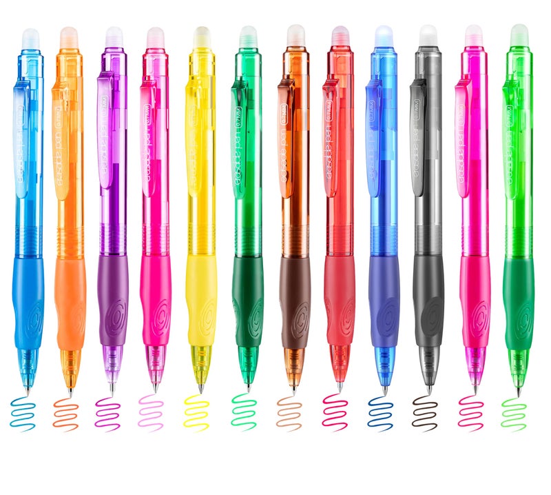 あおぞら(AOZORA) Aozora Erasable Pens Click Fine Point 0.7 mm Retractable Erasable Gel Pens for Completing Sudoku and Crossword Puzzles 12 Pack (Multicolor) - Image 1