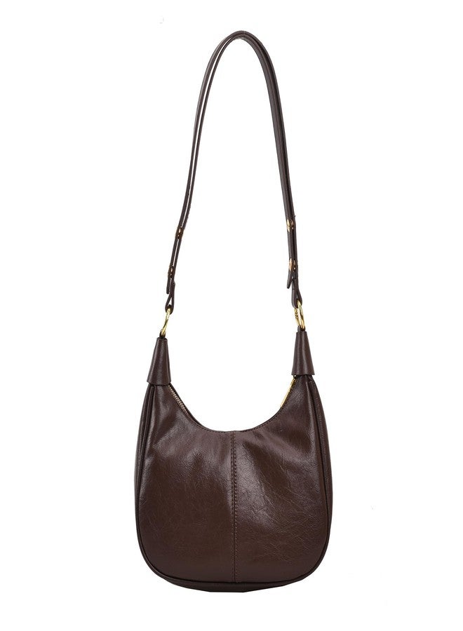 JYG Small Hobo Bags for Women Retro Crescent Coffee Shoulder Purse Fall Soft Crossbody Handbag - Image 1