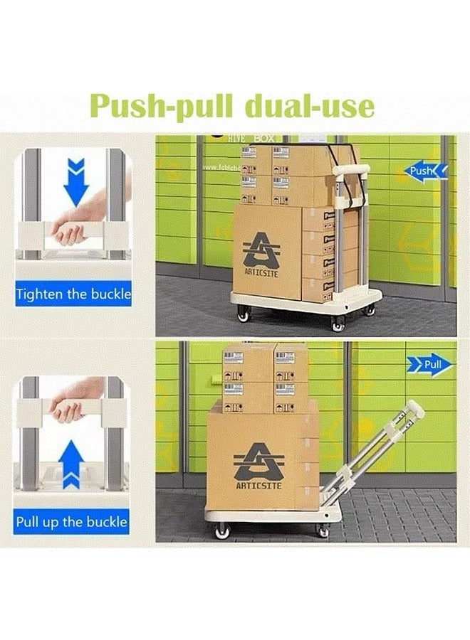 JCB CHIC عربة يدوية قابلة للطي، 4 عجلات ذات هيكل متين للخدمة الشاقة، عربة يدوية محمولة قابلة للطي، مدمجة وخفيفة الوزن للأمتعة والأغراض الشخصية والسفر والنقل والاستخدام المكتبي - Image 3