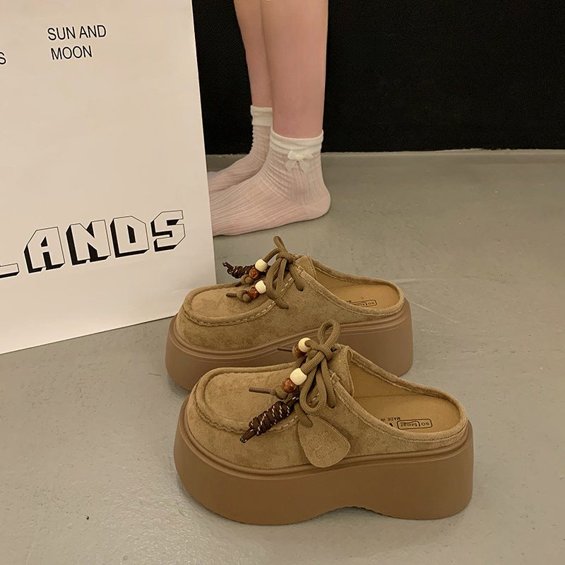 Low-Cut Birkenstock-Style Clogs For Women, Early Autumn Retro Thick-Soled Height-Increasing Kangaroo Shoes - Image 2
