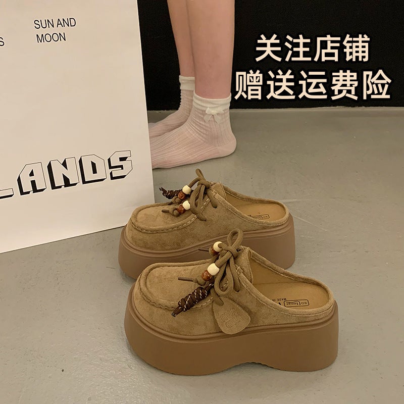 Low-Cut Birkenstock-Style Clogs For Women, Early Autumn Retro Thick-Soled Height-Increasing Kangaroo Shoes - Image 1
