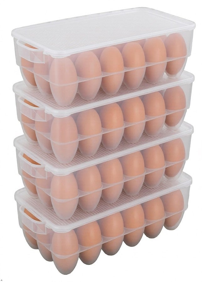 Begale 4-Pack Clear Egg Tray Container with Lid, Plastic Covered Egg Holder for Refrigerator, Fits 18 x 4 Eggs (72 Eggs) - Image 1