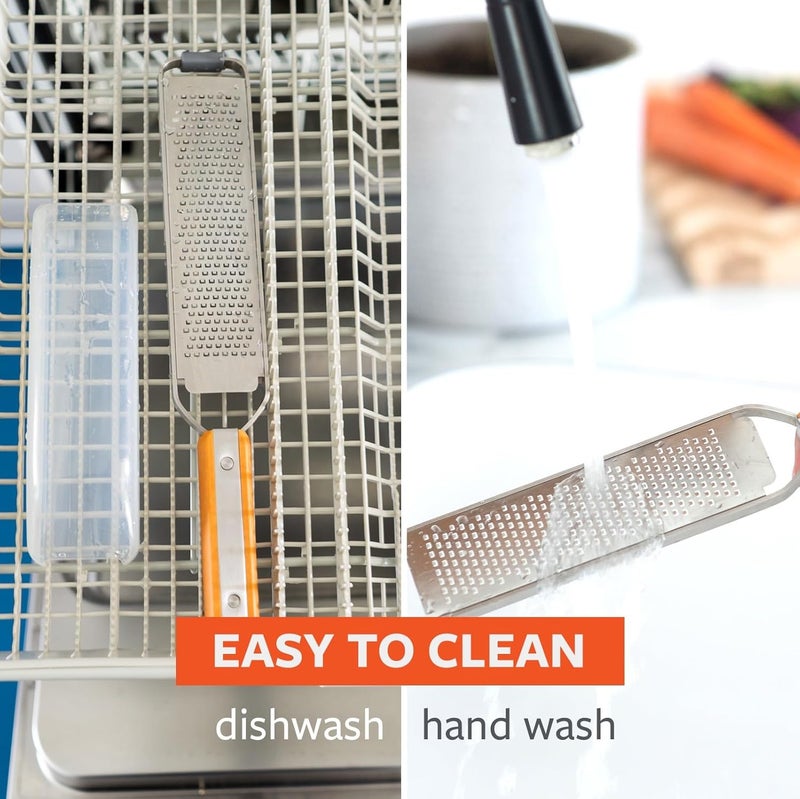 Full Circle Zester, Fine Grater with Protective Cover & Food Catcher: Elegant and Eco-Friendly – Perfect for Parmesan Garlic Lemon Fruit Chocolate and Ginger. Stainless & Pressed Wood. Dishwasher Safe - Image 5