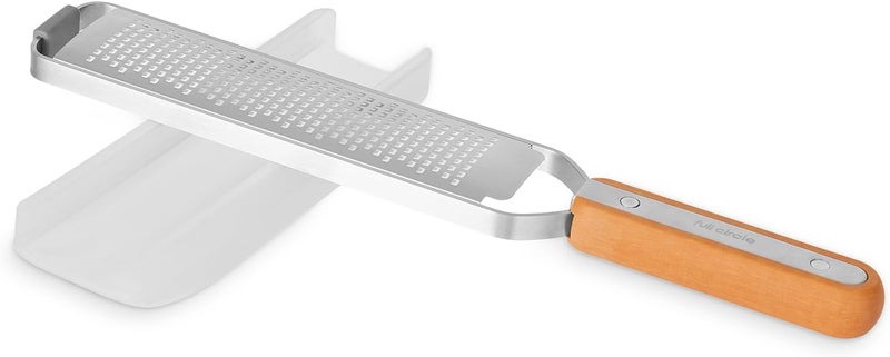 Full Circle Zester, Fine Grater with Protective Cover & Food Catcher: Elegant and Eco-Friendly – Perfect for Parmesan Garlic Lemon Fruit Chocolate and Ginger. Stainless & Pressed Wood. Dishwasher Safe - Image 1