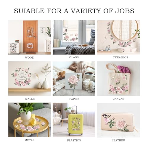 Joeyan Rub on Transfers for Crafts and Furniture - 2 Large 12"x18" Sheets Decorative Vintage Stickers and Decals, DIY Home Decor for Wood Glass Metal Porcelain Paper Plastic, Paris Flower Memory - Image 5