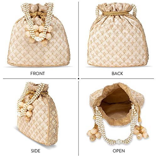 Aheli Indian Potli Bags for Women Evening Bag Clutch Ethnic Bride Purse with Drawstring Mothers Day Gifts for Mom - Image 4