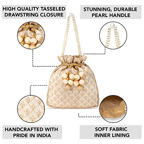 Aheli Indian Potli Bags for Women Evening Bag Clutch Ethnic Bride Purse with Drawstring Mothers Day Gifts for Mom - Image 2
