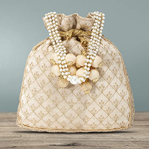 Aheli Indian Potli Bags for Women Evening Bag Clutch Ethnic Bride Purse with Drawstring Mothers Day Gifts for Mom - Image 5