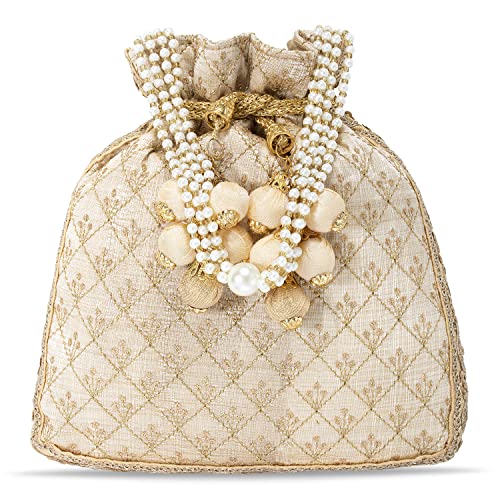 Aheli Indian Potli Bags for Women Evening Bag Clutch Ethnic Bride Purse with Drawstring Mothers Day Gifts for Mom - Image 1
