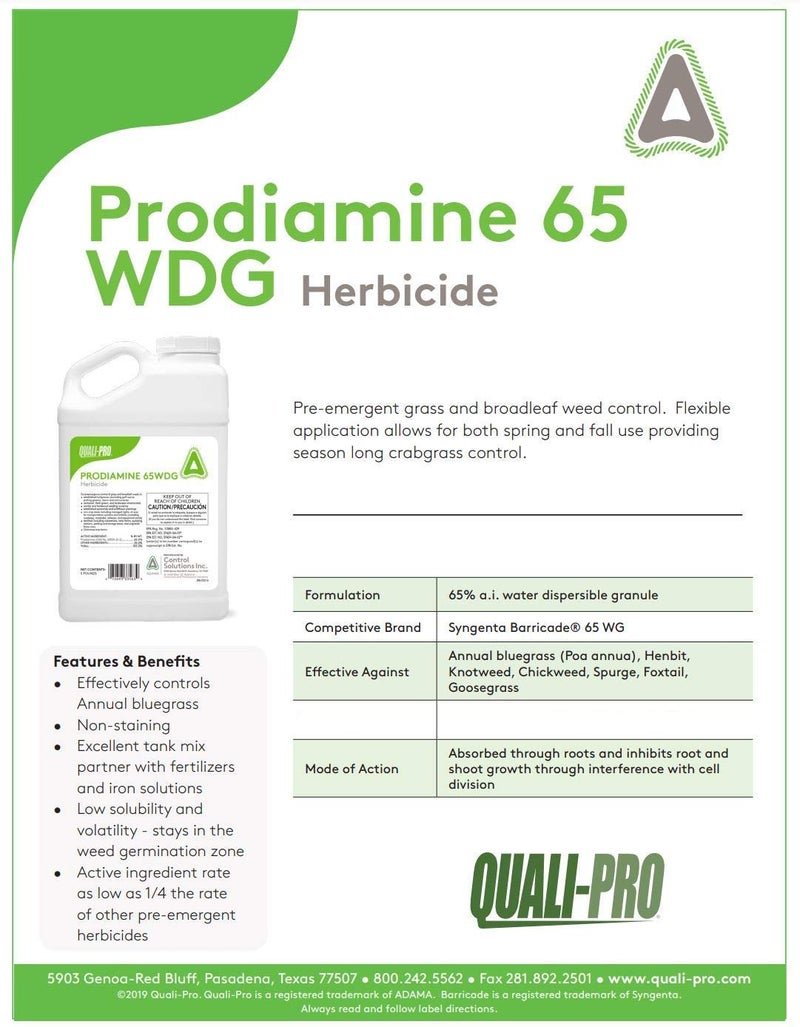 Quali-Pro Prodiamine 65 Wdg 5lbs Pre-emergent Grass Broadleaf Weeds ( Generic Barricade ) - Image 2