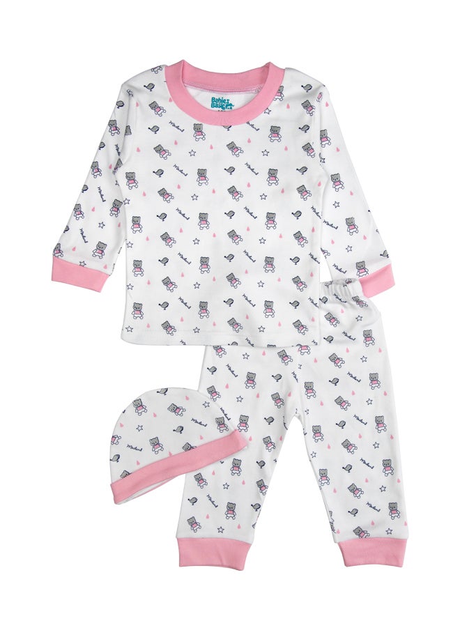 Babies Basic 7 Piece Unisex 100% Cotton Gift Set Include Bib, Blanket, Mitten, Cap, Romper, Top And Bottom Set, Pink  - Image 5