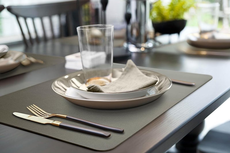 More Decor More Décor Faux Leather Placemats for Dining and Kitchen Table - Stain and Heat Resistant, Anti-Slip, Wipable and Washable - Set of 4 and 6 - Solid Colors (Solid Dark Grey, 6) - Image 2